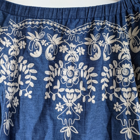 Light Chambray Off the shoulder embroidered dress - Picture 2 of 8